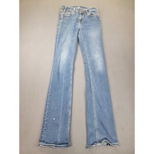 Rock & Roll Denim Jeans Womens 28 Light Wash Bootcut Stretch Embroidered W7-3548